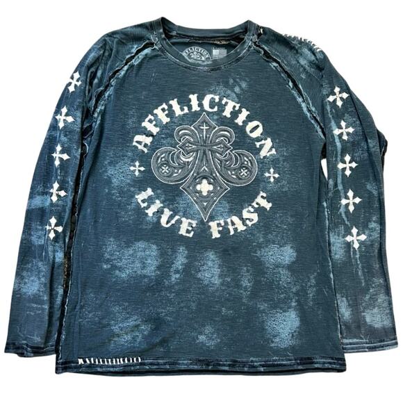 Affliction Other - VINTAGE Y2K AFFLICTION Distressed Winged Jesse Pinkman Cross Cyber Goth XL